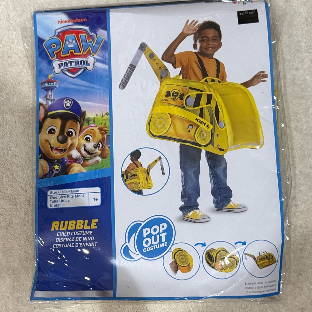 NWT One Size fits all Paw Patrol Rubble costume